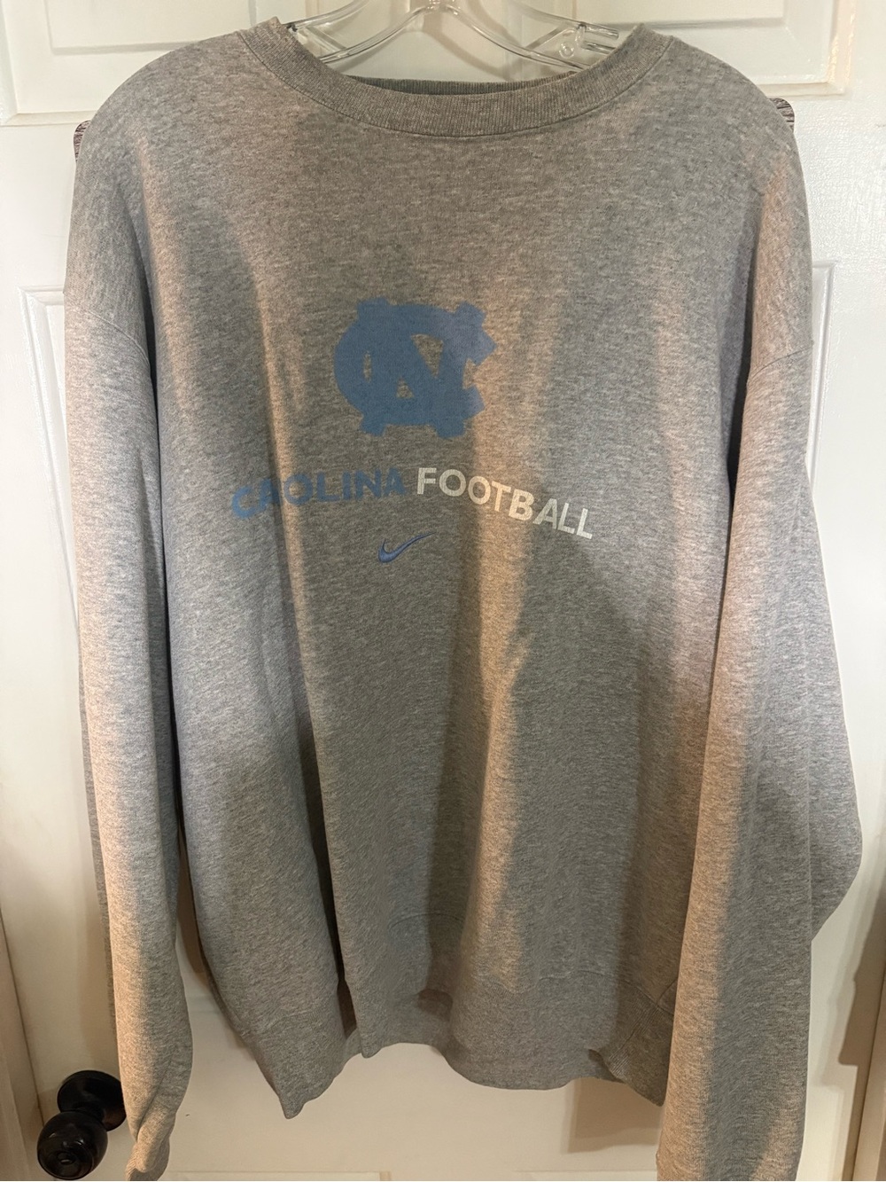 Nike Gray Crewneck with Light Blue Carolina Logo